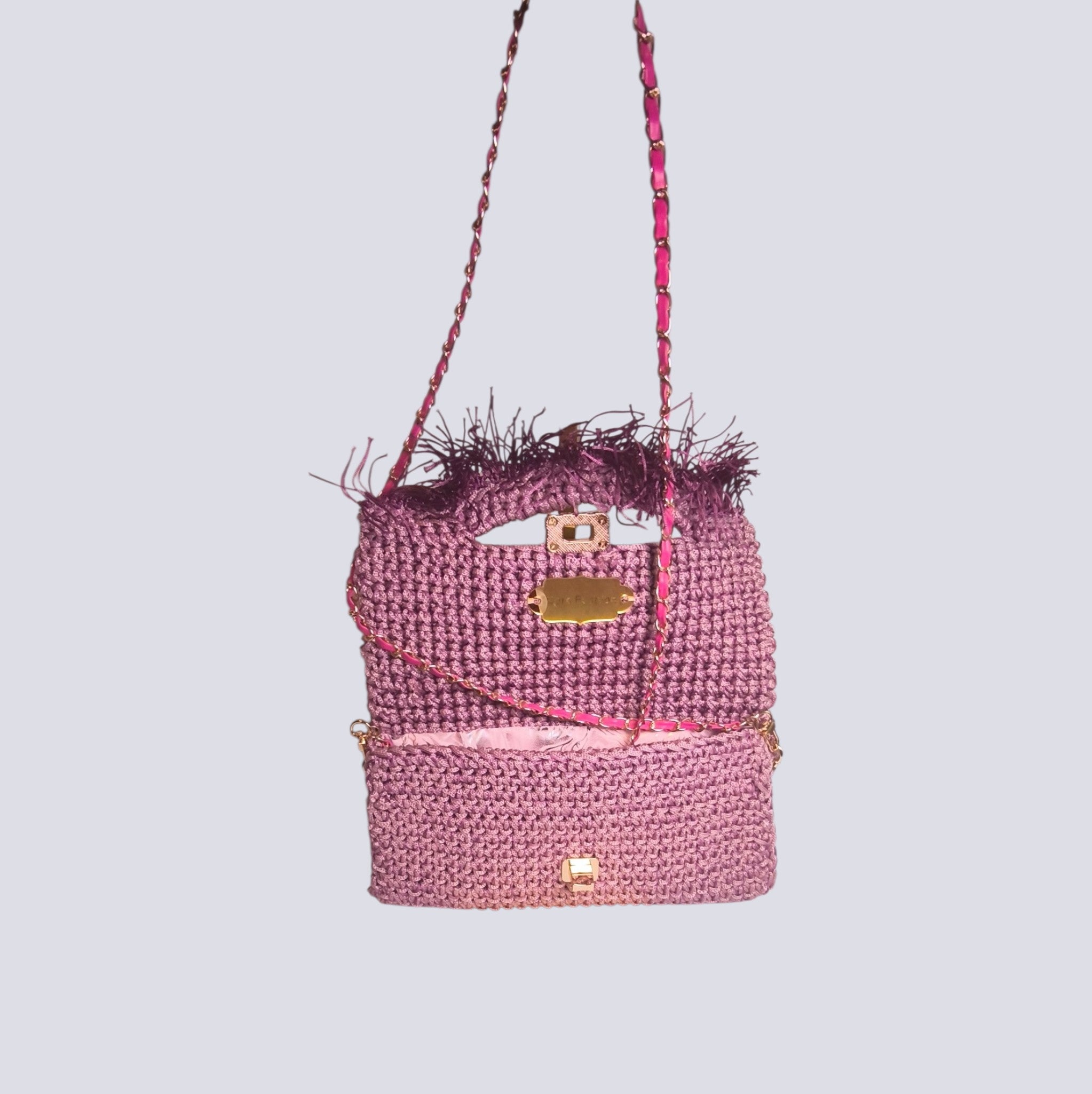 „Handgefertigte Häkeltasche Lívia | Boho Clutch Altrosa | Cora Fashion
