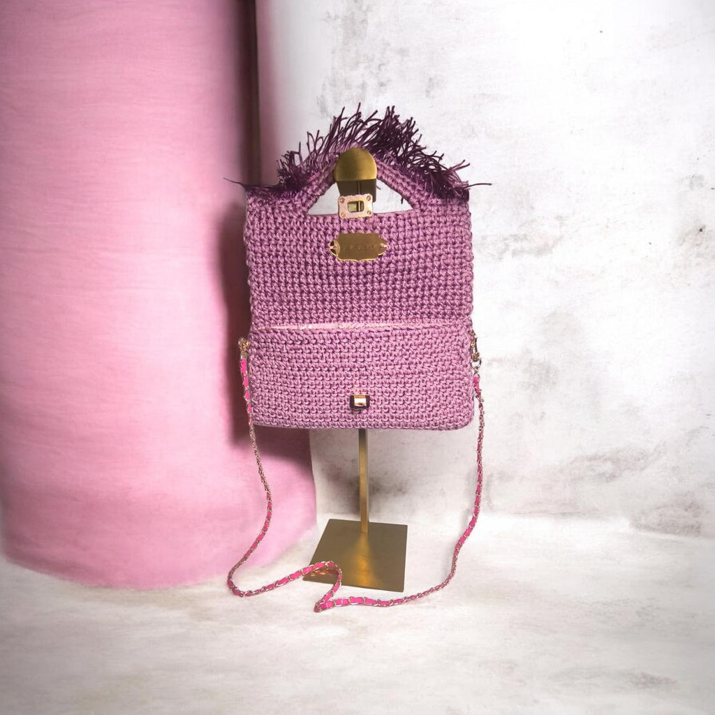 „Handgefertigte Häkeltasche Lívia | Boho Clutch Altrosa | Cora Fashion